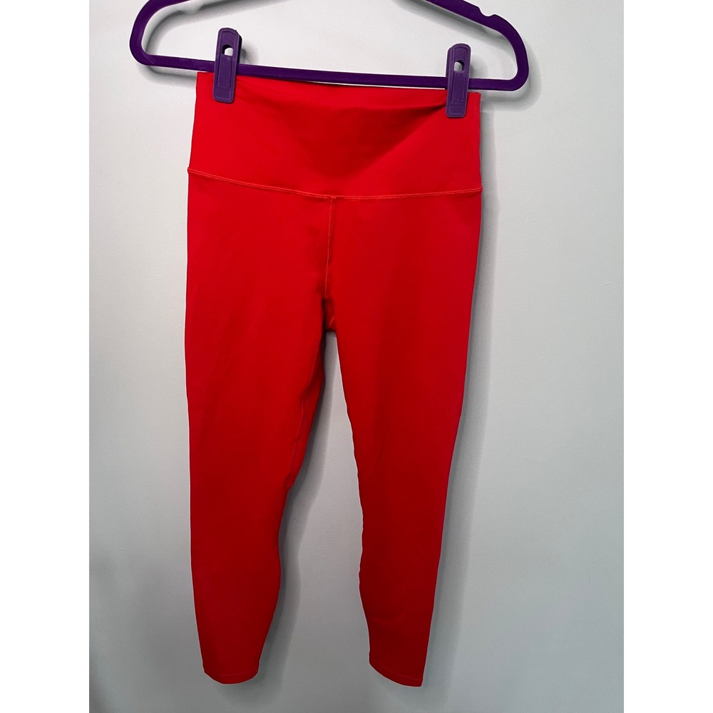 Fabletics Womens Red High Waisted Compression Activewear Leggings 7/8 Length